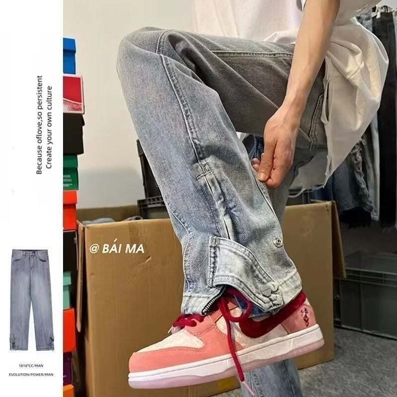 Unisex Classic Denim Jeans Loose Fit Daily Outdoor Wear - Image 1