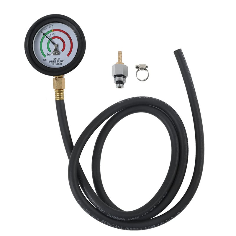 CMTOOL Exhaust Back Pressure Tester Kit with Carton Packaging, Professional Car Exhaust Back Pressure Gauge with 6-Foot Hose, with Adapter & Hose Clamp