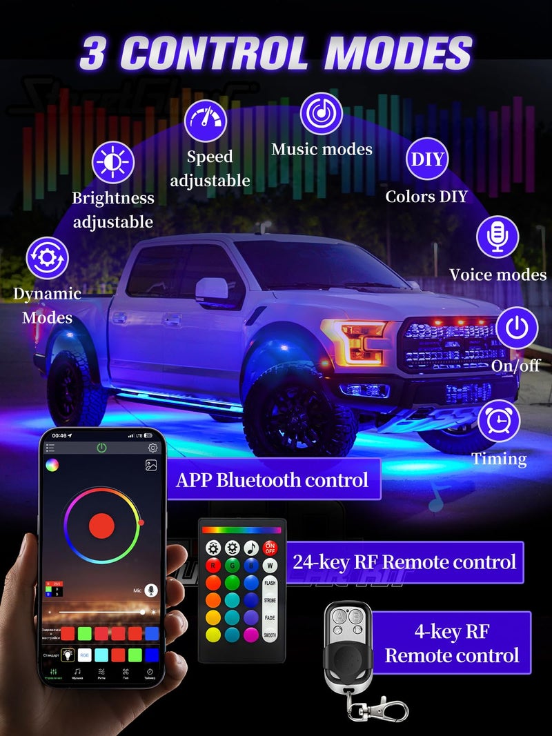 VI9000 12Pods 5 Sides Full Angle RGB LED Rock Lights Kits High Brightness 27 Beads RGBW 5050 IP68 Waterproof Underglow Multicolor Exterior Wheel Rock Lights for 12V Trucks Jeep Offroad Pickup UTV ATV RZR SUV - Image 2