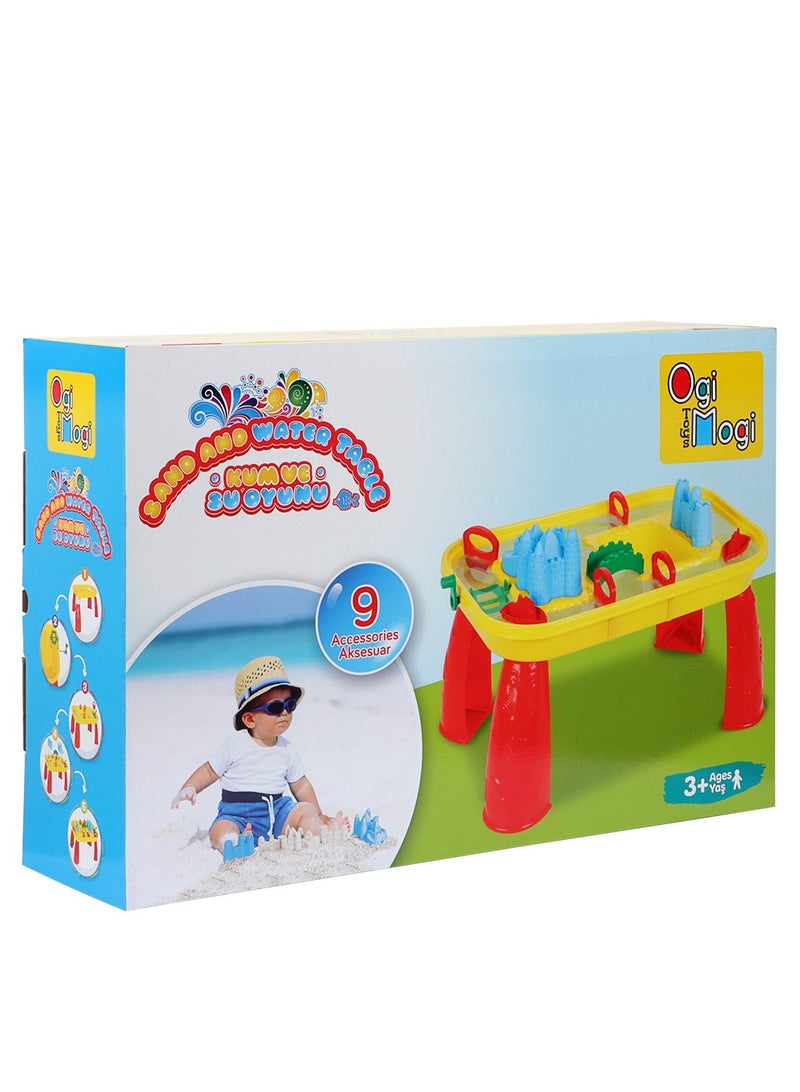 Ogi Mogi Toys Sand & Water Table, Durable Sensory Sandbox For Kids, Indoor & Outdoor Summer Activity Hands On Beach Game, 9 Piece Accessory Set, For Toddler Boys and Girls, 3+ years - Image 5