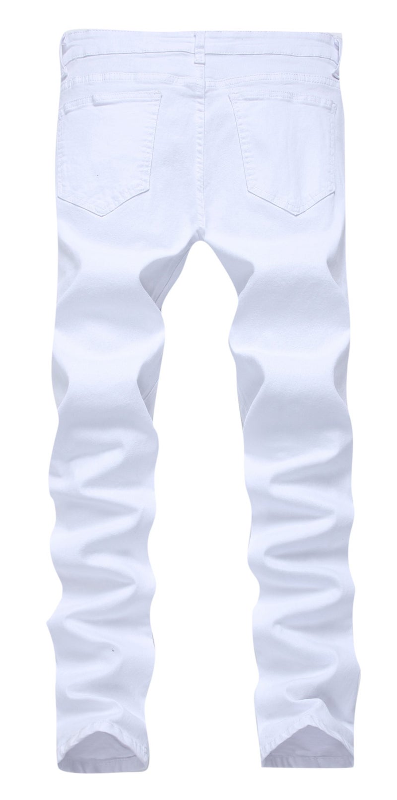 FREDD MARSHALL Men's White Skinny Slim Fit Ripped Distressed Destroyed Stretch Jeans Pants White 30W - Image 2