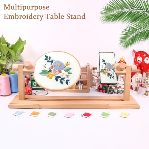 GuoFa Adjustable Embroidery Hoop Stand, guofa Wooden Cross Stitch Stand Holder for DIY Craft Sewing, Easy Operation Lifesaver Embroidery Supplies - Image 3