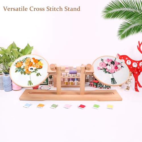 GuoFa Adjustable Embroidery Hoop Stand, guofa Wooden Cross Stitch Stand Holder for DIY Craft Sewing, Easy Operation Lifesaver Embroidery Supplies - Image 4