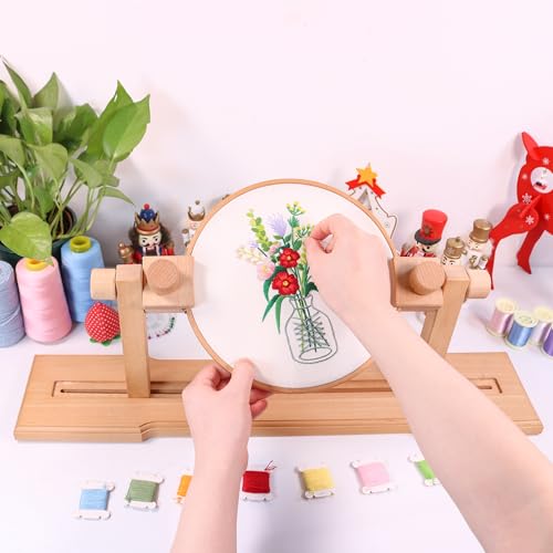 GuoFa Adjustable Embroidery Hoop Stand, guofa Wooden Cross Stitch Stand Holder for DIY Craft Sewing, Easy Operation Lifesaver Embroidery Supplies - Image 5