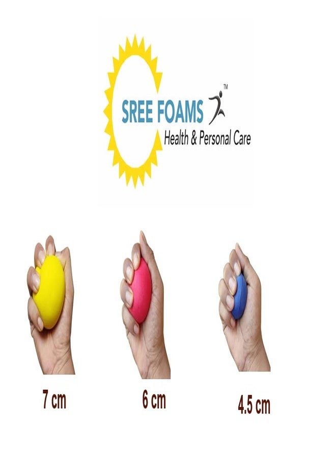 SREE FOAMS جهاز تمارين قبضة الأصابع واليد من SREE FOAMS مع كرة تمارين من البولي يوريثان (بأقطار 4.6 سم، 6 سم، 7 سم) للعلاج الطبيعي، وتقوية القبضة، والتعافي من شلل اليد، والتحفيز الحسي، وتخفيف التوتر - Image 4