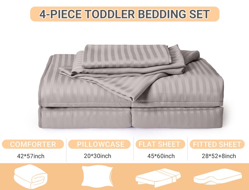 ZPECC Toddler Bedding Set - 4 Piece Hypoallergenic Baby Crib Bedding Set for Boys and Girls, Includes Toddler Comforter, Flat Sheet, Fitted Sheet and Pillowcase, Ashes of Roses - Image 2