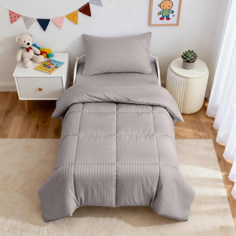 ZPECC Toddler Bedding Set - 4 Piece Hypoallergenic Baby Crib Bedding Set for Boys and Girls, Includes Toddler Comforter, Flat Sheet, Fitted Sheet and Pillowcase, Ashes of Roses - Image 1