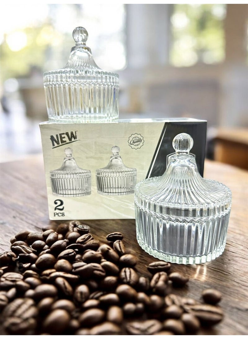 Green Apple 2 Pes Date Bowl With Lid Glass - Image 1