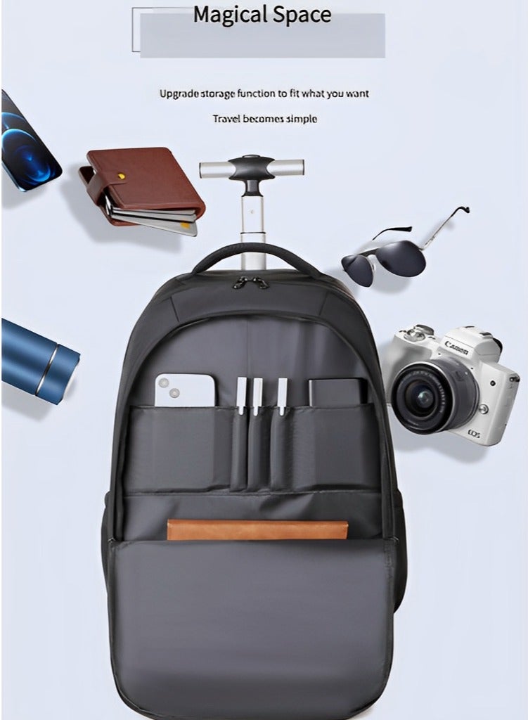 Skycare Carry On Rolling Laptop Backpack Underseat Multi-functional, 18 inch Lightweight Overnight Suitcase with Smooth Wheels for Travel Business (Black) - Image 2