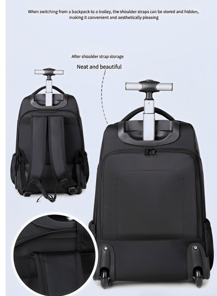 Skycare Carry On Rolling Laptop Backpack Underseat Multi-functional, 18 inch Lightweight Overnight Suitcase with Smooth Wheels for Travel Business (Black) - Image 5