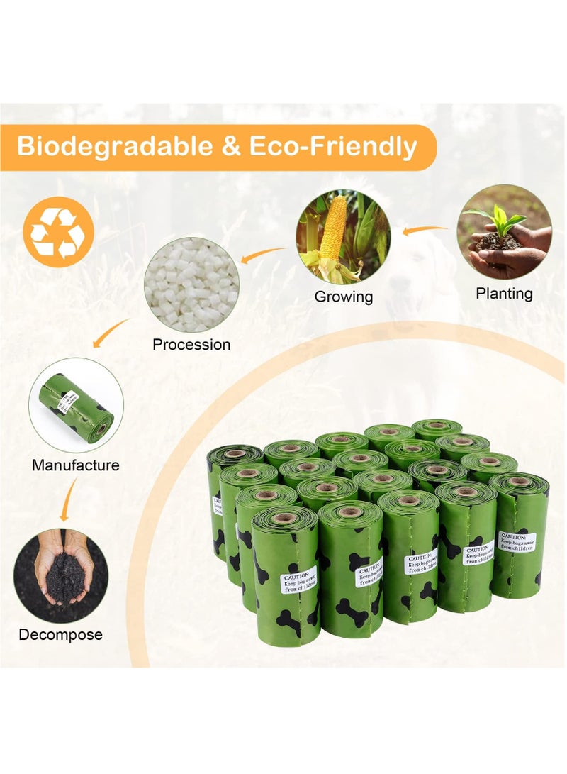SKY-TOUCH Dog bags (20 rolls/300 pieces) Pet Dog Supplies for Dogs include 1pc Green Adjustable Dispenser, Extra Thick and Strong, 100% Leak Proof, Biodegradable Waste Bag - Image 3