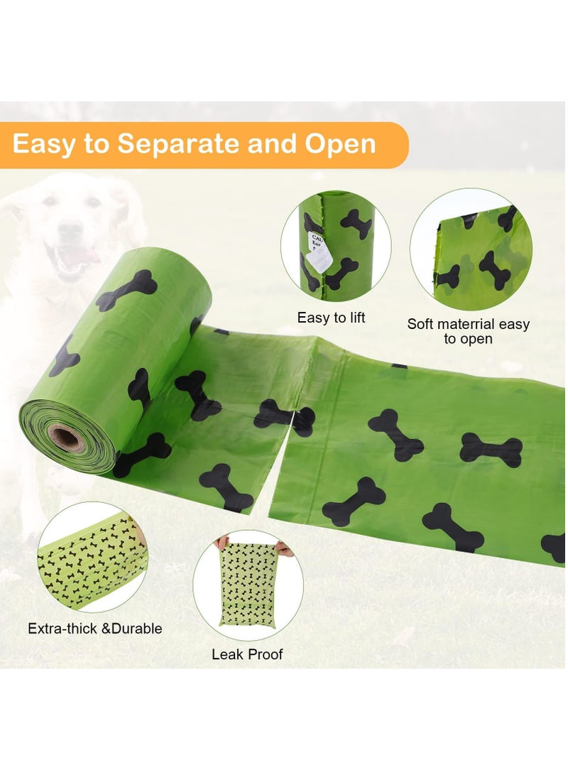 SKY-TOUCH Dog bags (20 rolls/300 pieces) Pet Dog Supplies for Dogs include 1pc Green Adjustable Dispenser, Extra Thick and Strong, 100% Leak Proof, Biodegradable Waste Bag - Image 4