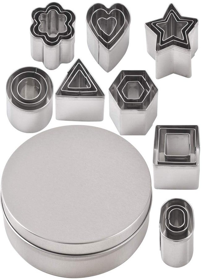 Newk 24PCS Stainless Steel Cookie Cutters for Baking, Heart, Star, Flower, Geometric Shaped Assorted Sizes - Mini Biscuit Cutters - Image 1