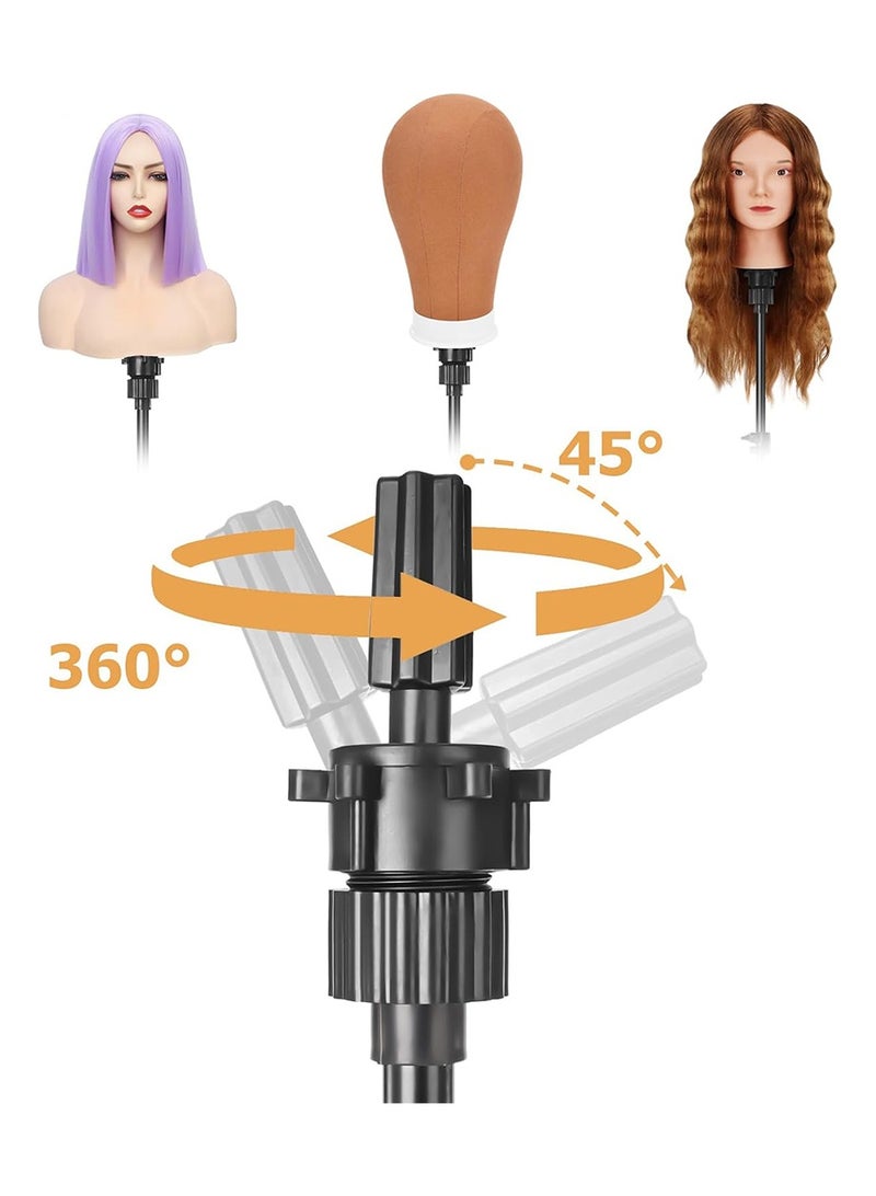 هالونهي حامل رأس عارضة أزياء، حامل شعر مستعار قابل للتعديل من 20 بوصة إلى 63 بوصة، حامل رأس عارضة أزياء معدني مقوى للتدريب على التجميل وتصفيف الشعر (أسود) - Image 4