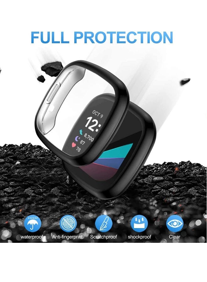 Smart Watch Protective Case, Screen Protector Case Compatible with for Fitbit Sense and Versa 3, Soft TPU Plated Bumper Full Cover Cases for Sense Smartwatch, 4-Pack - Image 5