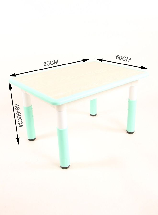 JSAITOYS Kids Rectangle Wood Grain Desktop Plastic Table Height Adjustable Mint Green Nursery Furniture  - Image 2