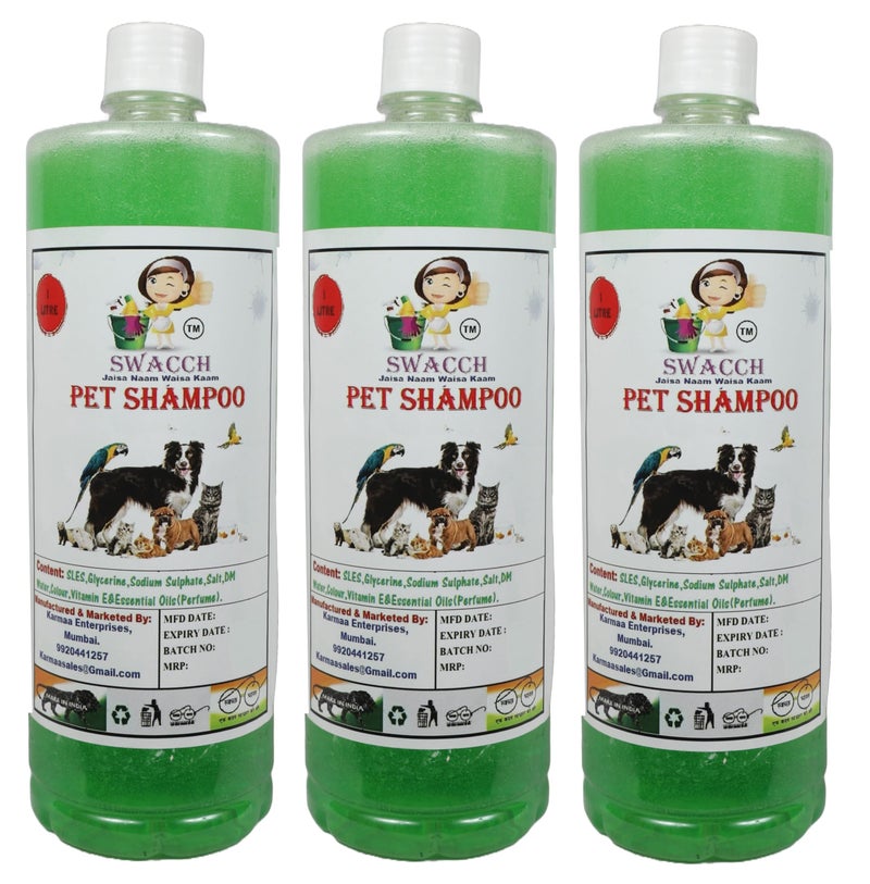 SWACCH PET Shampoo (1 Litre) (Combo Pack of 3) Neem Alovera - Image 1