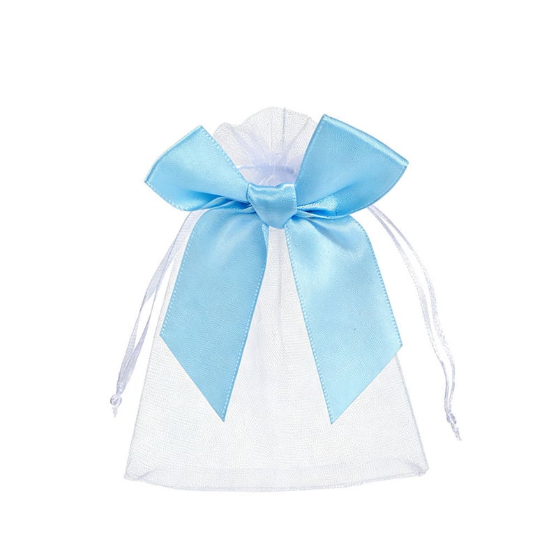 50PCS Contrast Bow Organza Drawstring Bags Transparent Mesh Gift Pouch for Jewelry Candy Christmas Wedding Birthday Party Favor Gift - Image 2