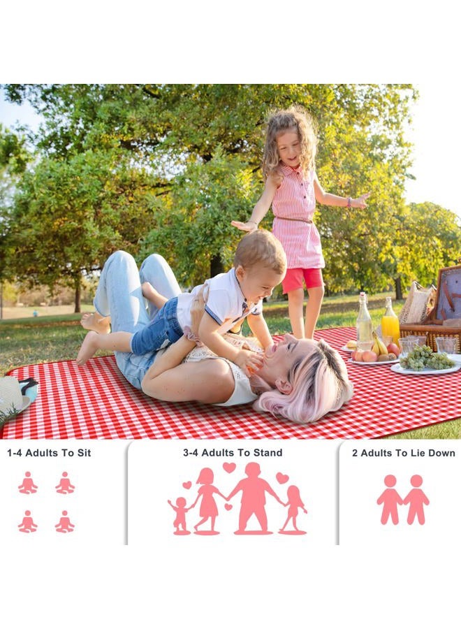 SAMSIER Picnic Blankets Waterproof Foldable with Pillow, Beach Blanket Waterproof Sandproof, Large Outdoor Blanket for Grass, Picnic Mat Cute Washable Portable 60"×80" (Red - 2 Layers，1 Pack) - Image 3
