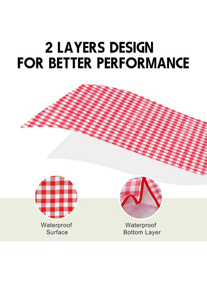 SAMSIER Picnic Blankets Waterproof Foldable with Pillow, Beach Blanket Waterproof Sandproof, Large Outdoor Blanket for Grass, Picnic Mat Cute Washable Portable 60"×80" (Red - 2 Layers，1 Pack) - Image 4