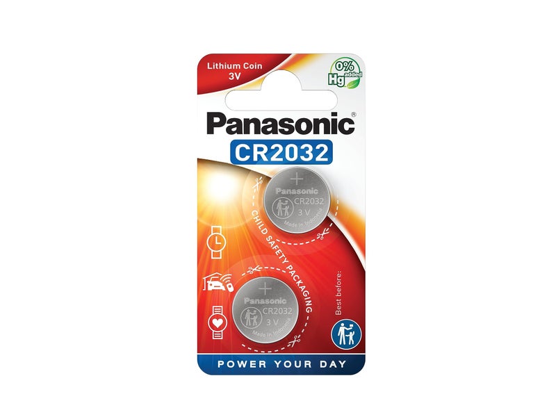 Panasonic One (1) Twin Pack (2 Batteries) Crcr2032 Lithium Coin Cell Battery 3V Blister Packed