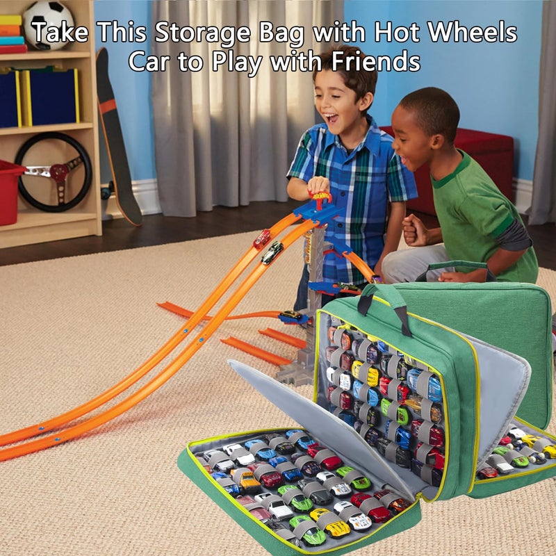 KISLANE 96 Toy Cars Storage Case Compatible with Matchbox Cars, Matchbox Cars Organizer Storage for Mini Toys, Toy Cars, Matchbox Cars, Small Dolls(Bag Only) (Blue) - Image 5