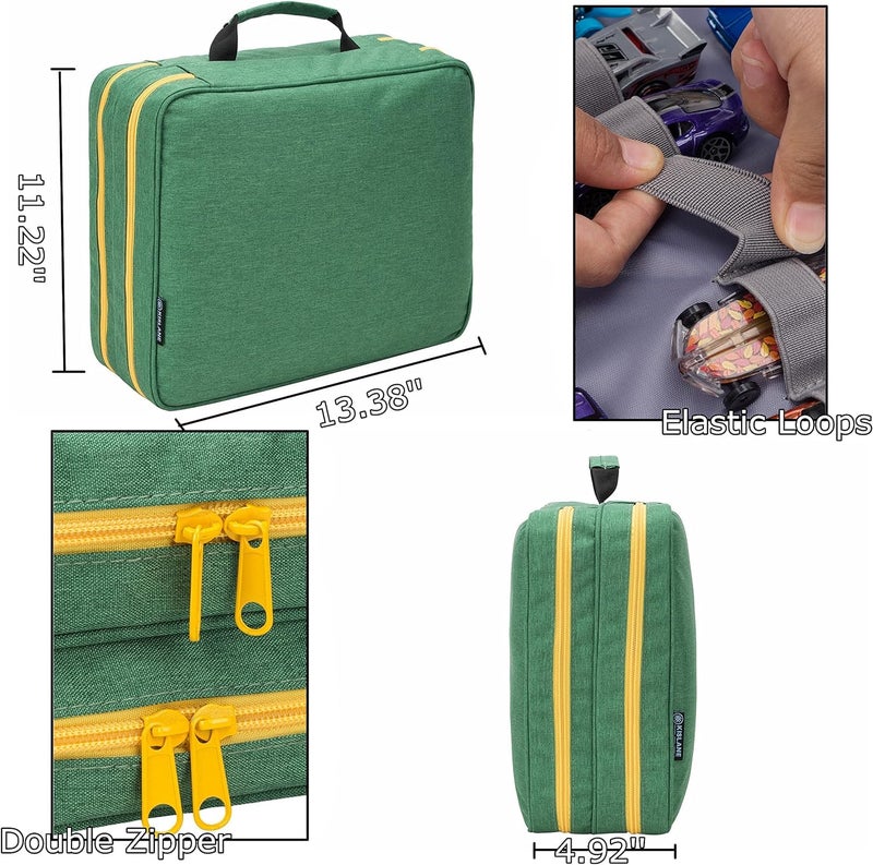 KISLANE 96 Toy Cars Storage Case Compatible with Matchbox Cars, Matchbox Cars Organizer Storage for Mini Toys, Toy Cars, Matchbox Cars, Small Dolls(Bag Only) (Blue) - Image 2