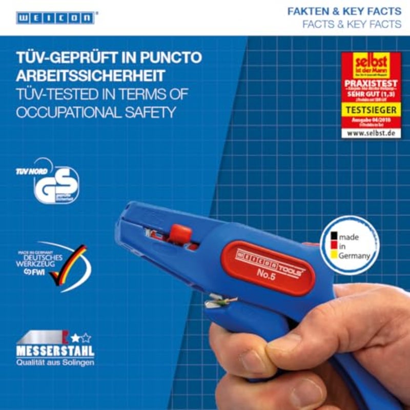 Wire Stripper for Round Cables, Steel, Black, Adjustable 0.2-6.0 mm with Side Cutter up to 2.0 mm, TV Certified, 100 Made in Germany - Image 4