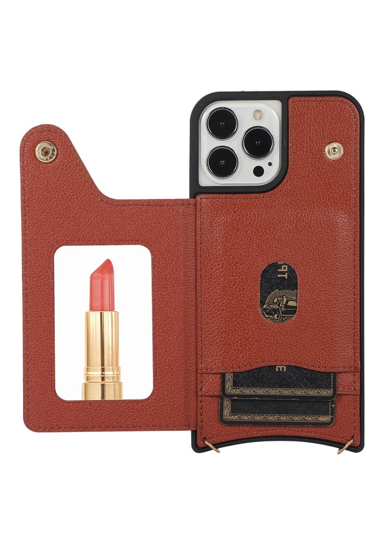 Suteni Back Cover Leather Protective Mirror Inside Mobile Phone Case for iPhone - Image 2