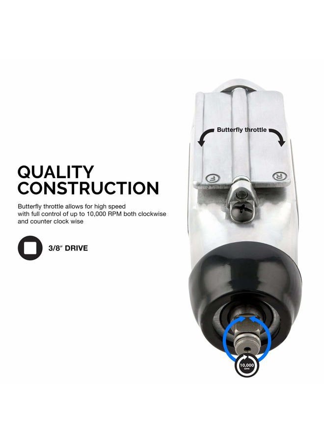 Neiko 30088A 3/8" Drive Butterfly Impact Wrench, 75 Foot/Pound High Power Outlet Air 10,000 RPM Pneumatic 1/4” Inlet 3/8” Hose Size Tool for Mechanics - Image 2