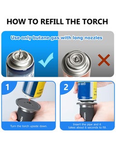 Honest Windproof Torch Lighter Butane Refillable Gas Lighter Double Jet Flame Adjustable (Butane Gas Not Included) for Bakhoor charcoal,Candle,Cooking,Camping,Baking,BBQ  - Image 4