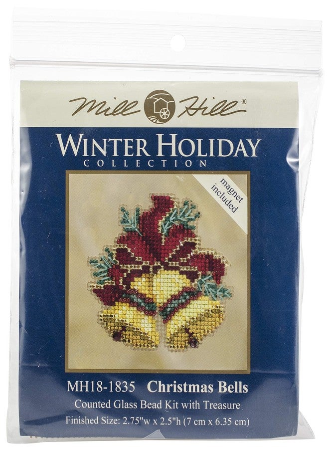 Mill Hill Christmas Bells Beaded Counted Cross Stitch Ornament Kit Mill Hill 2018 Winter Holiday MH181835 - Image 1