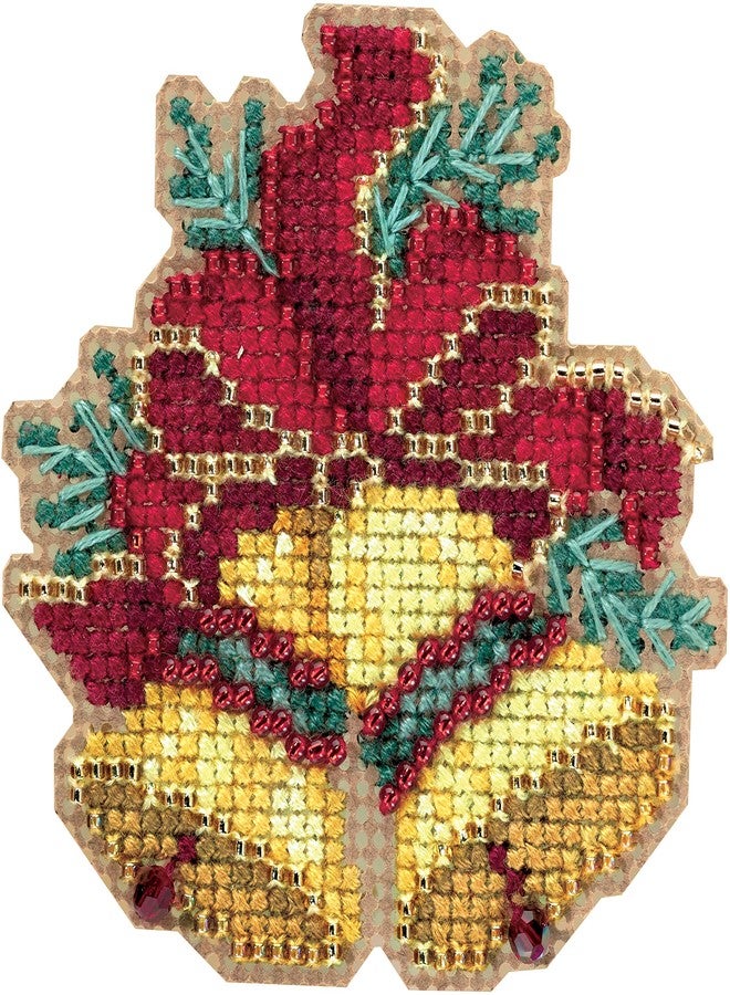 Mill Hill Christmas Bells Beaded Counted Cross Stitch Ornament Kit Mill Hill 2018 Winter Holiday MH181835 - Image 3