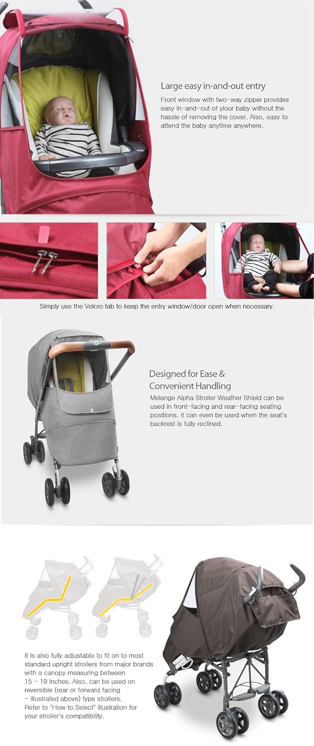 Manito Melange Alpha Stroller Weather Shield Navy - Image 5