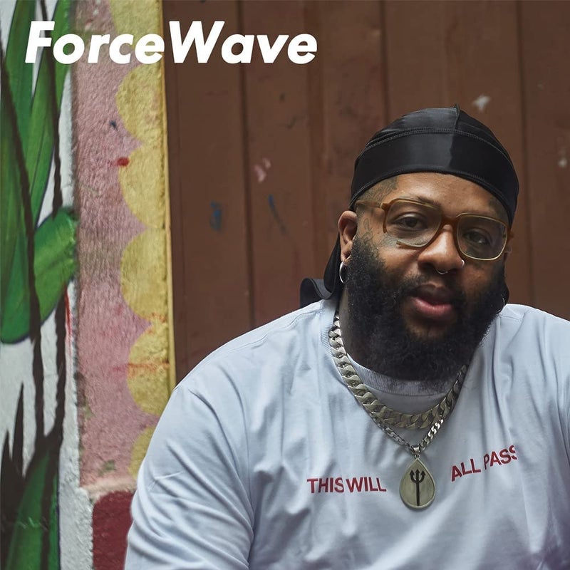 ForceWave 4PCS Silky Durags for Men Women 360 Waves with 1 Wave Cap, Silky Satin Durag Extra Long Tails Black Black Black Black - Image 5