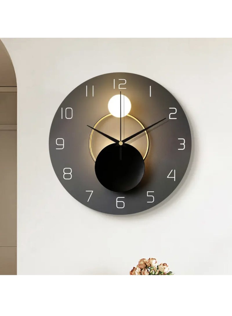 ZTEK 12-inch Wall Clock,Silent Round Classroom Clock, 3D Curved Glass Large Wall Clock,Battery Operated Decorative Wall Clocks, for Living Room Bedroom Office Wall Decoration-Black - Image 1