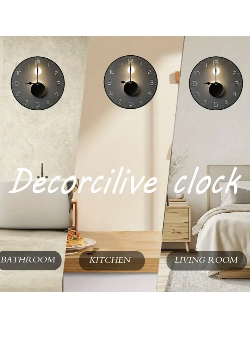 ZTEK 12-inch Wall Clock,Silent Round Classroom Clock, 3D Curved Glass Large Wall Clock,Battery Operated Decorative Wall Clocks, for Living Room Bedroom Office Wall Decoration-Black - Image 2