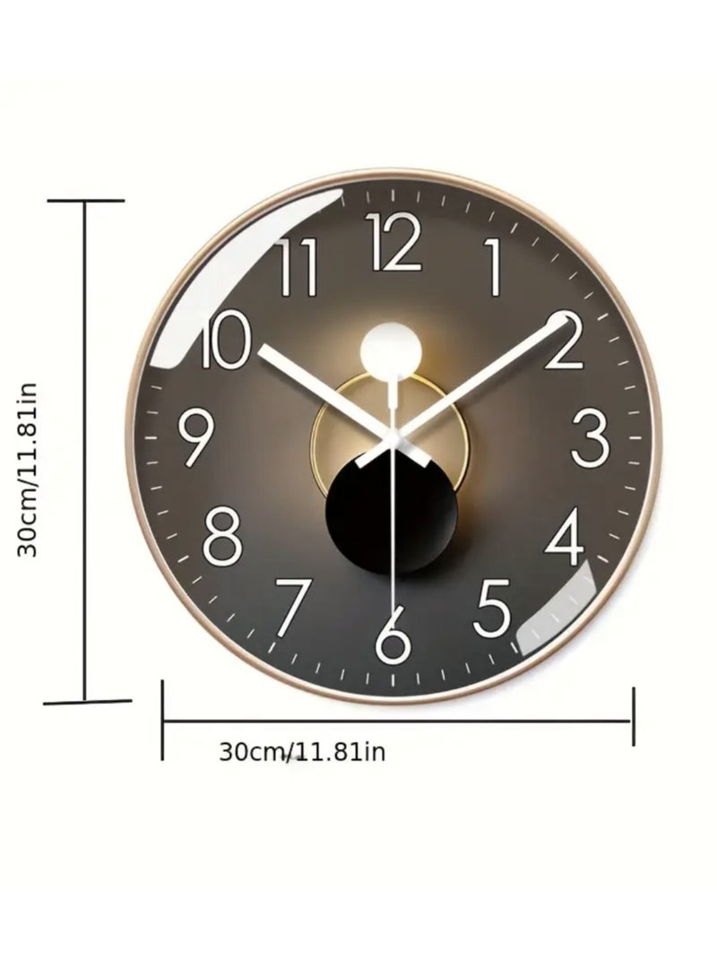 ZTEK 12-inch Wall Clock,Silent Round Classroom Clock, 3D Curved Glass Large Wall Clock,Battery Operated Decorative Wall Clocks, for Living Room Bedroom Office Wall Decoration-Black - Image 5