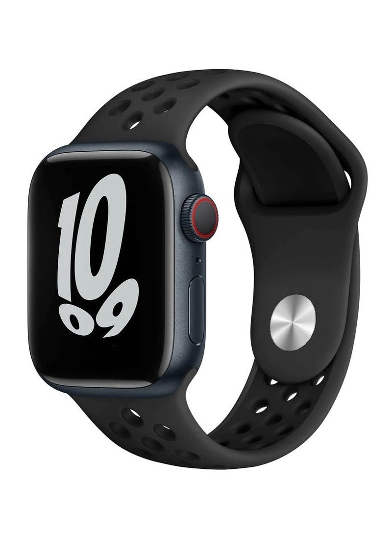 CATANES - Apple Watch 45mm / 44mm / 42mm Band Silicone Strap Sport Wrist Band Replacement Smart Watch Band Black - Image 1