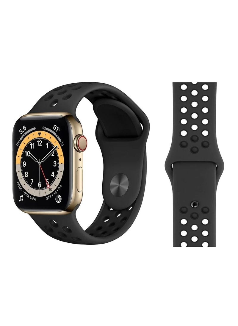 CATANES - Apple Watch 45mm / 44mm / 42mm Band Silicone Strap Sport Wrist Band Replacement Smart Watch Band Black - Image 1
