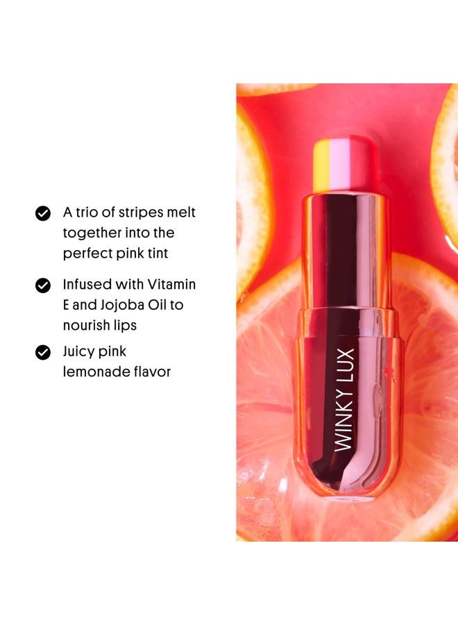 Winky Lux Pink Lemonade Tri-Color Tinted Lip Balm – Lip Care with Jojoba Oil & Vitamin E, Sheer Tint, Juicy Citrus Scent, Softens and Hydrates Dry Lips - Image 3
