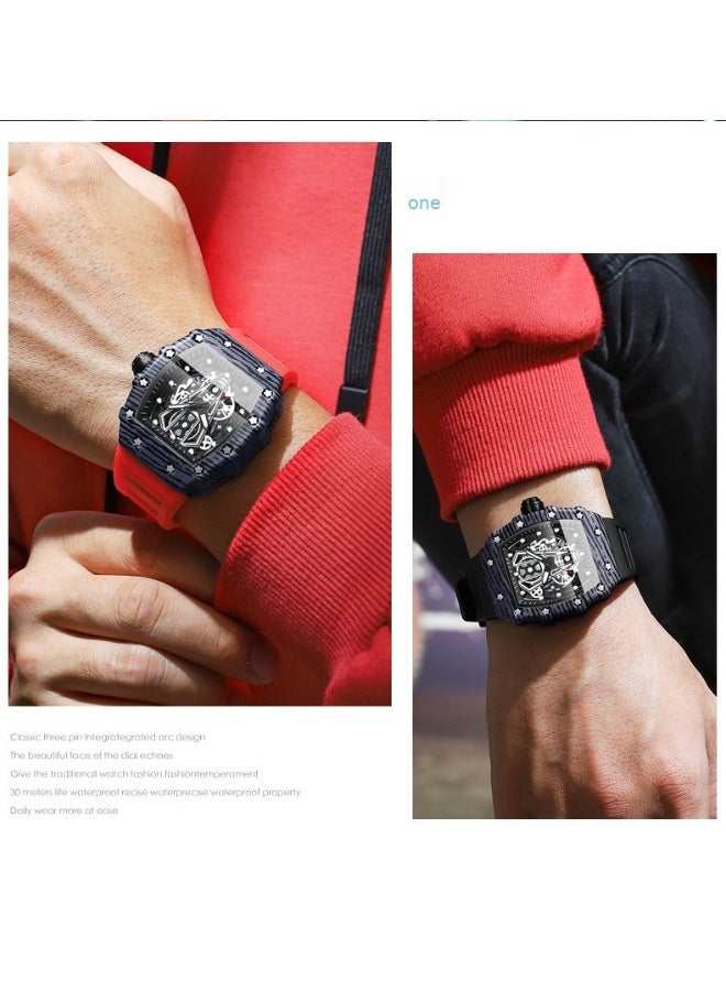 GELESE Men's Barrel Watch with Curved Mirror and Hollow Design - Sporty Men's Timepiece - Image 3