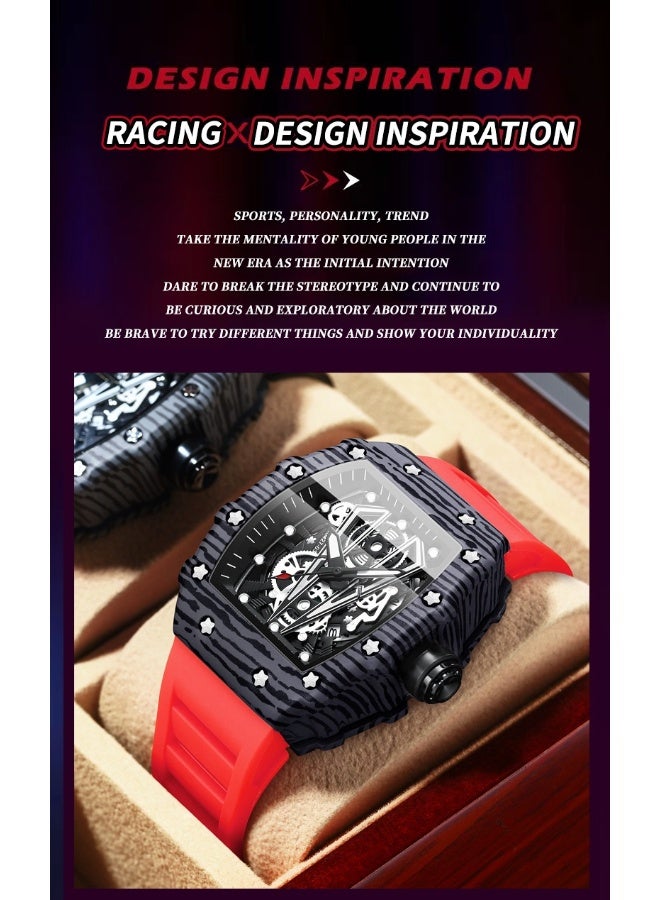 GELESE Men's Barrel Watch with Curved Mirror and Hollow Design - Sporty Men's Timepiece - Image 4