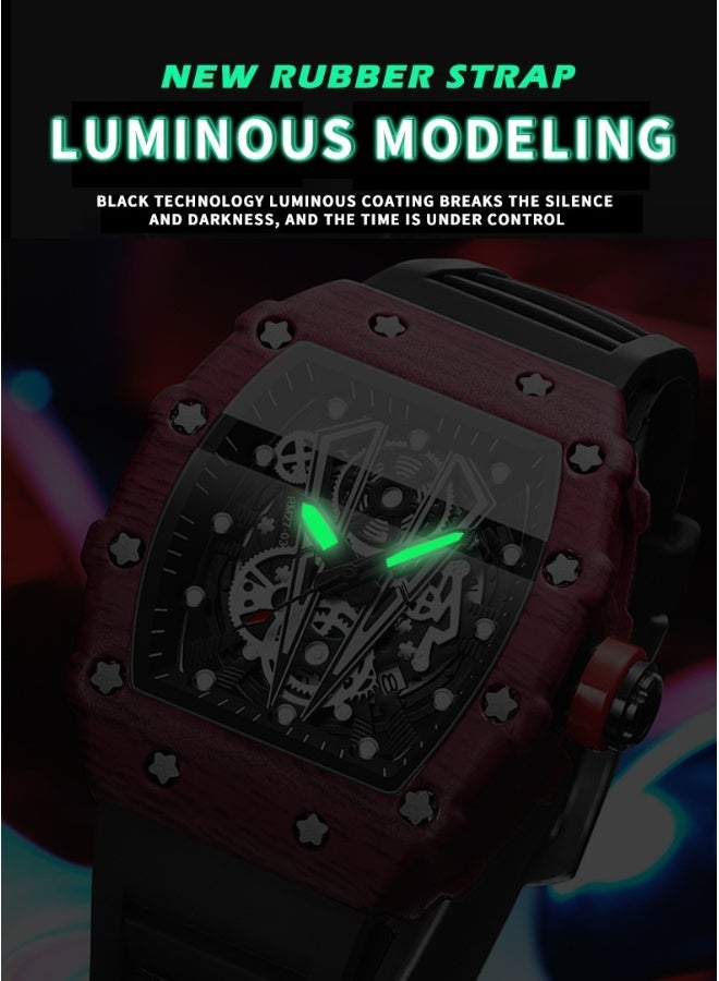 GELESE Men's Barrel Watch with Curved Mirror and Hollow Design - Sporty Men's Timepiece - Image 5