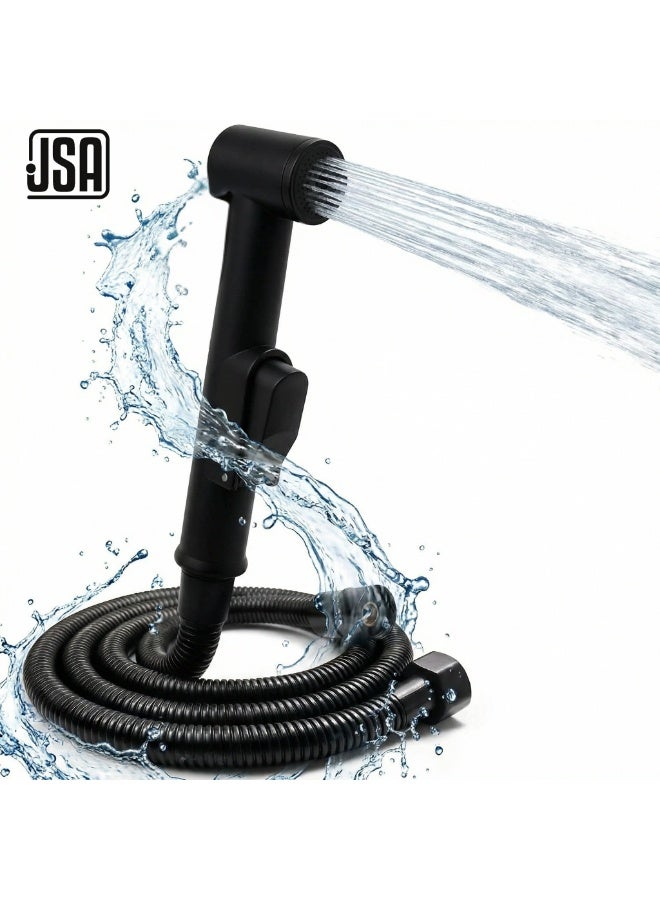 JSA Black Bathroom Bidet Sprayer Set – Modern Design with Flexible Hose and High-Pressure Spray for Efficient Cleaning