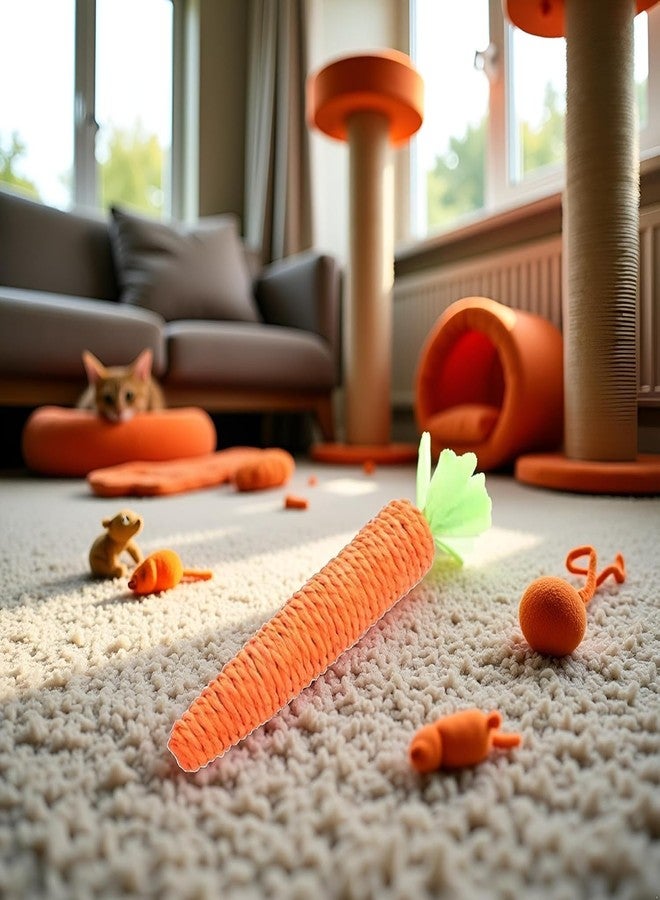 WLngtv 4Pcs Orange Natural Interactive Sisal Carrot Cat Toys,Cat Dental Chew Toy Kitten Teething Toys for Indoor Cats Interactive Toys - Image 5