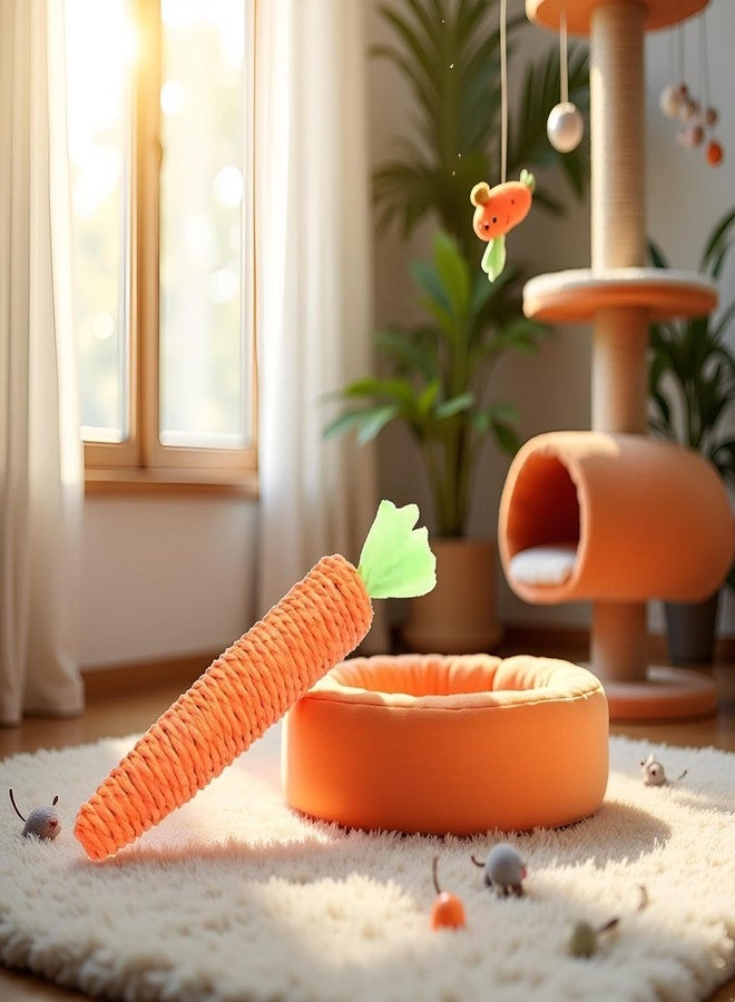WLngtv 4Pcs Orange Natural Interactive Sisal Carrot Cat Toys,Cat Dental Chew Toy Kitten Teething Toys for Indoor Cats Interactive Toys - Image 4