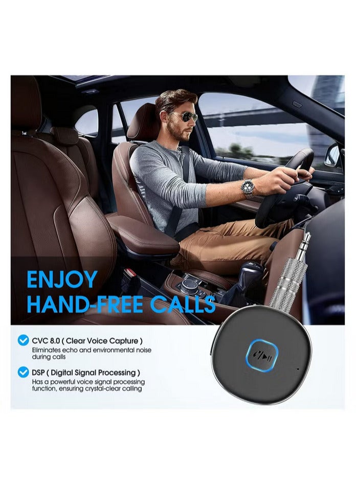 Bluetooth Adapter, Mini AUX Bluetooth 5.0 Receiver for Music Streaming, Hands-free Calls, Dual Connection, 12H Playtime, Car Bluetooth Aux Adapter, Home Stereo, Wired Headphones, Speaker  - Image 3