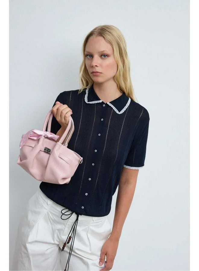 Shule Bags  Pier Fular Detailed Handbag and Crossbody Bag – Powder Pink. for Women | Best Price UAE