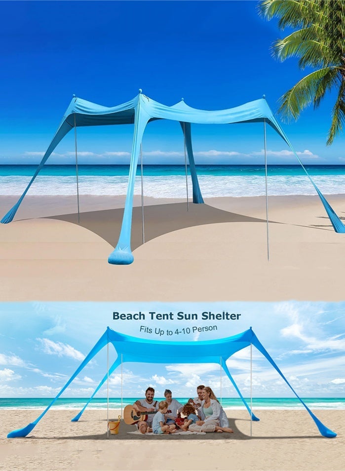 MissTiara Beach Tent Canopy Pop Up, Portable Sunshade, Sun Shade Outdoor Anti-Wind Sun Shelter with Stability Poles, Suitable for Beach Camping Fishing Backyard Picnic - Image 4